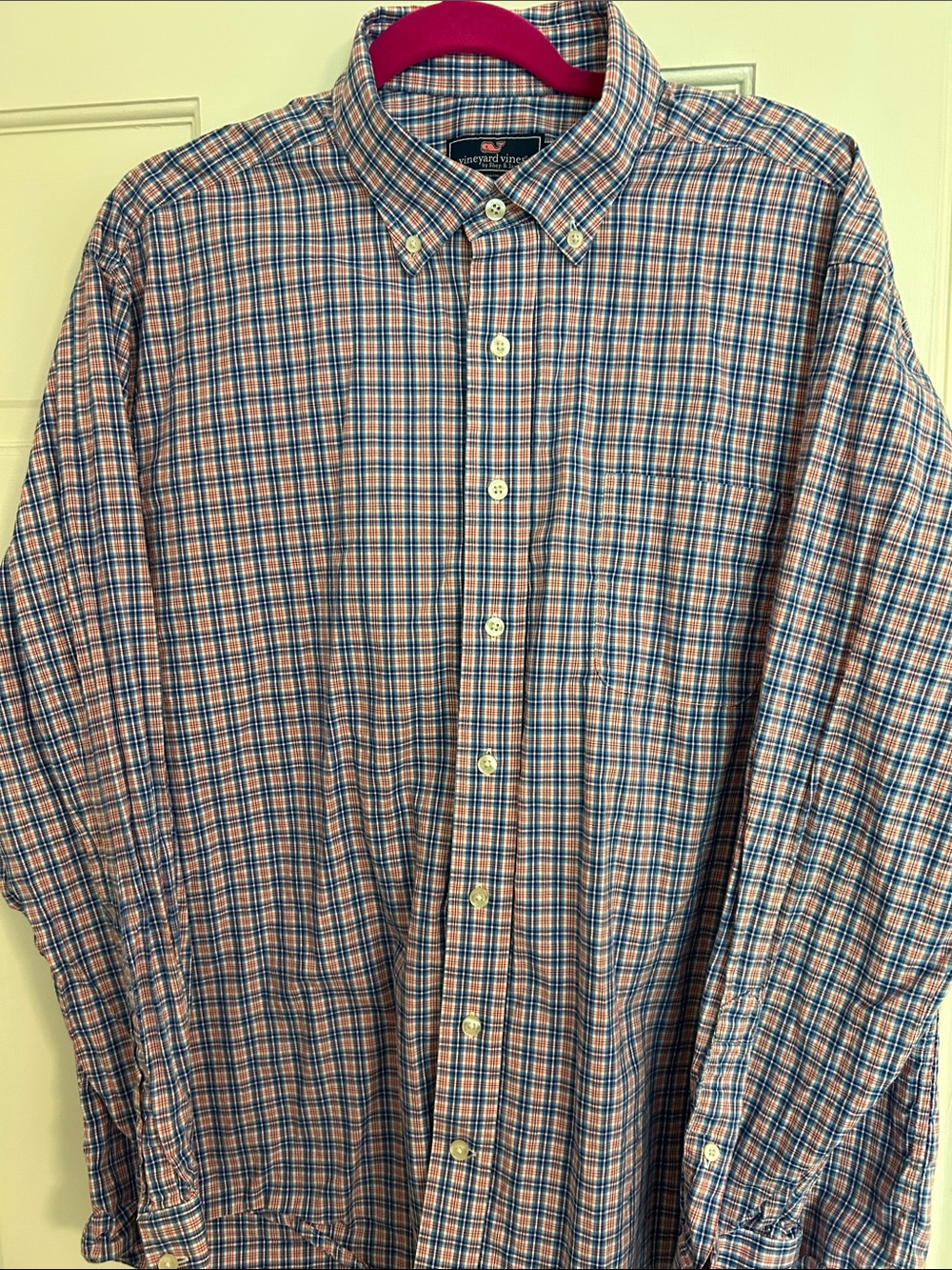 Vineyard Vines Men's Blue & Orange Plaid Button Down Murray Shirt Size XL